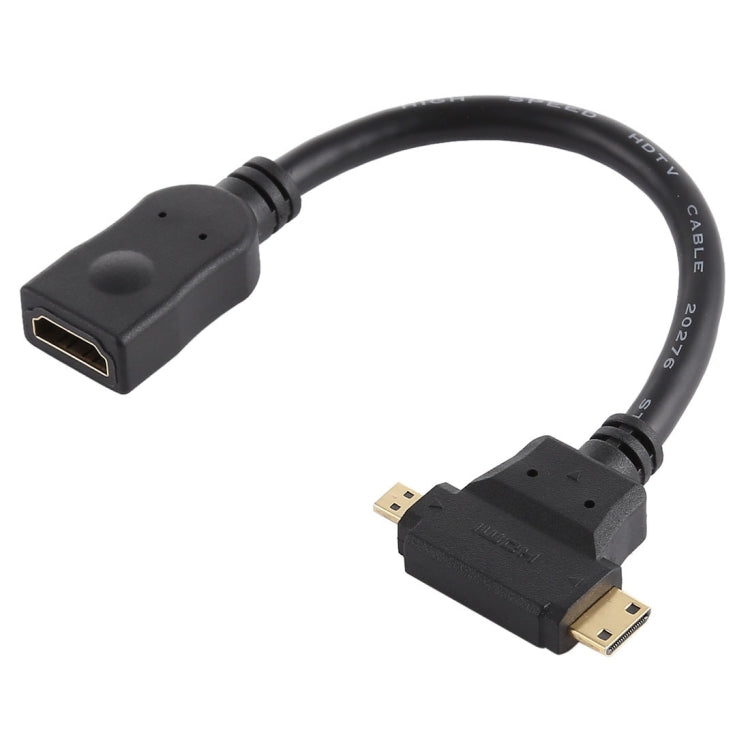 Cavo HDMI femmina a Mini HDMI + Micro HDMI a forma di T, Micro HDMI Cavo HDMI femmina a Mini HDMI + Micro HDMI a forma di T, Micro HDMI
